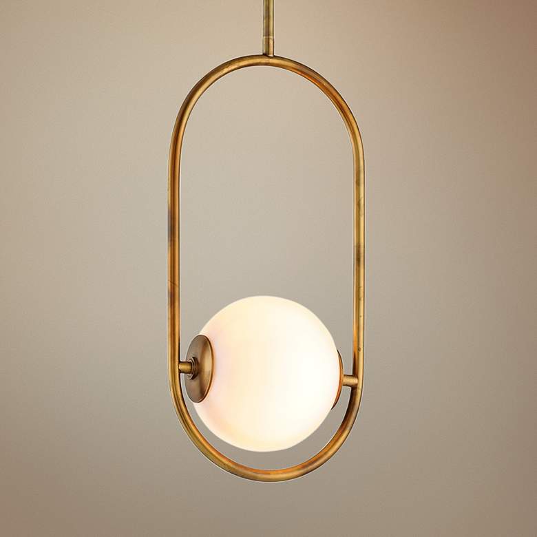 Image 1 Corbett Everley 6" Wide Vintage Brass Mini Pendant