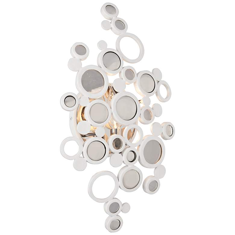 Image 1 Corbett Fathom 16 3/4 inch High Crystal Disc White Wall Sconce
