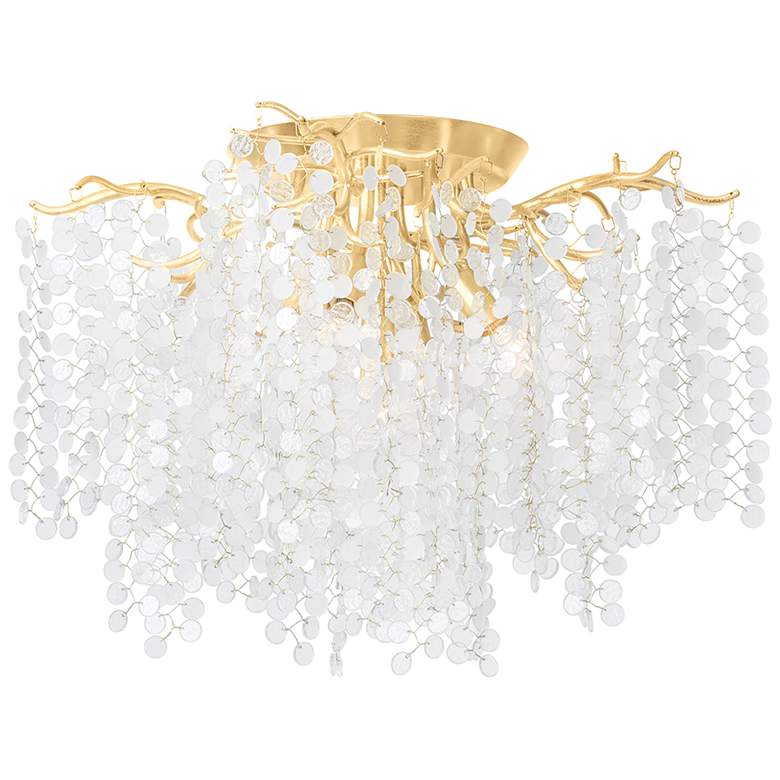Image 1 Corbett Genoa 24" Wide Gold Leaf Glass Ceiling Light