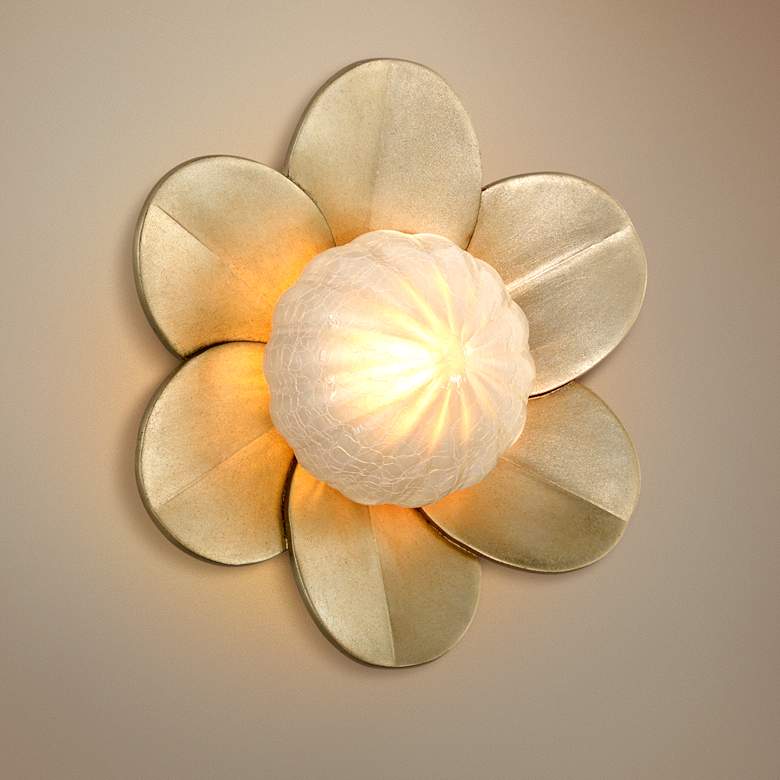 Image 1 Corbett Gigi 10" High Silver Leaf LED Wall Sconce
