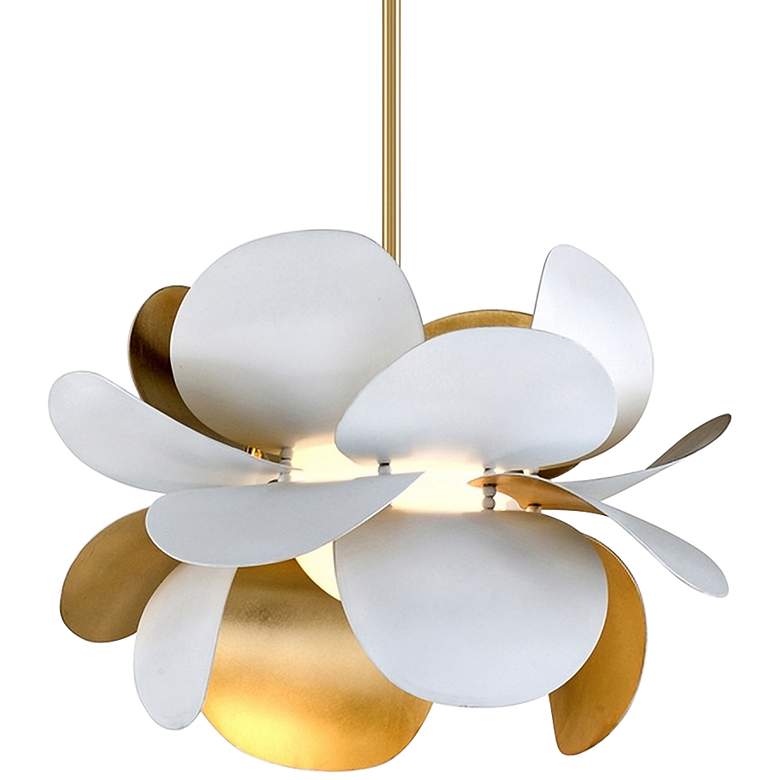 Image 2 Corbett Ginger 17 3/4 inchW White and Gold Leaf Pendant Light