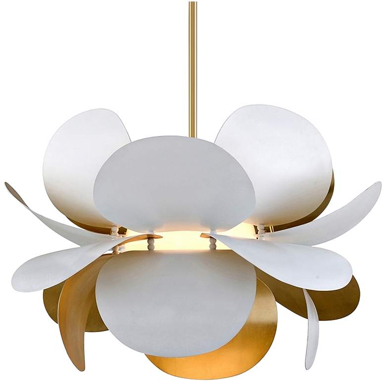 Image 2 Corbett Ginger 34" Wide White and Gold Leaf Pendant Light