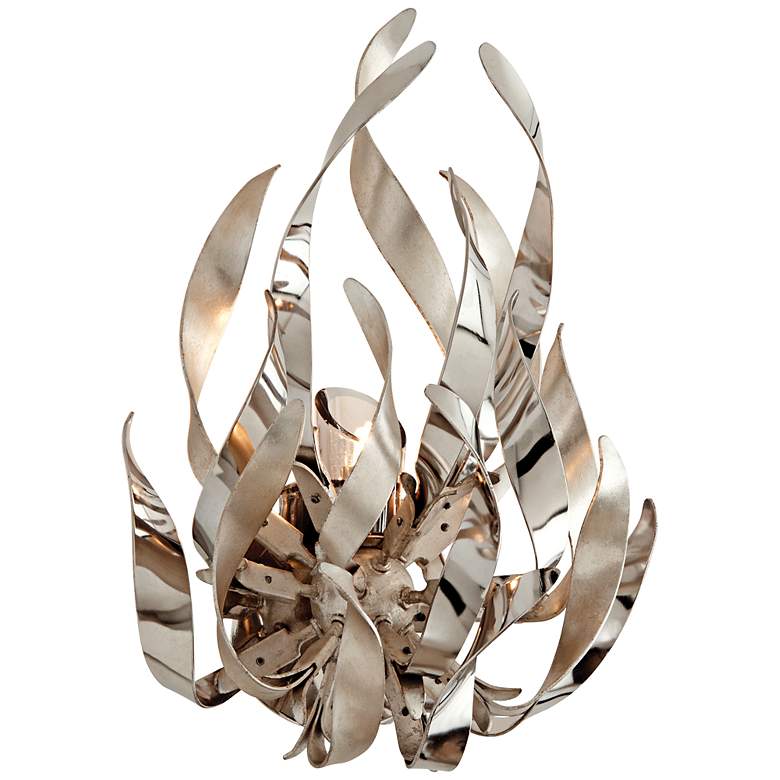 Image 2 Corbett Graffiti 15 1/2 inchH Silver Leaf Wall Sconce