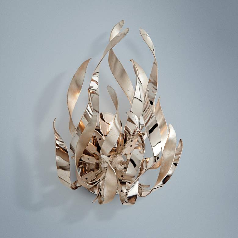 Image 1 Corbett Graffiti 15 1/2"H Silver Leaf Wall Sconce