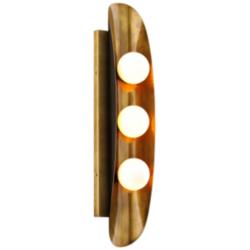 Corbett Hopper 24" High Vintage Brass 3-Light Wall Sconce