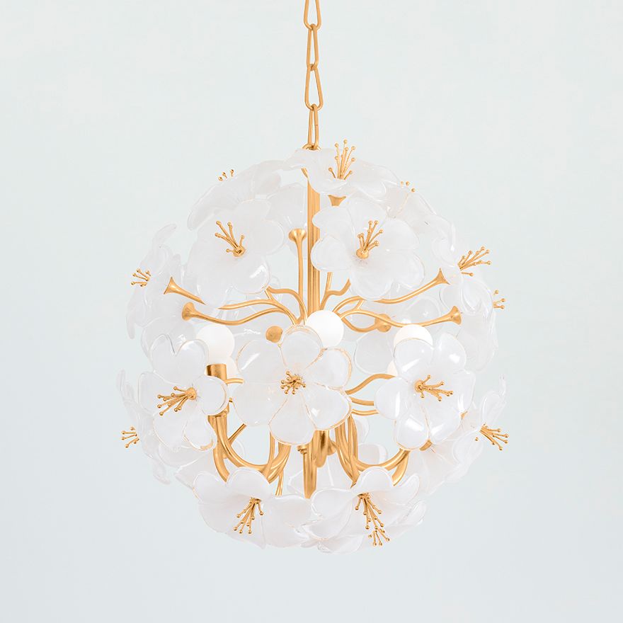Corbett Hygea 20" Wide Gold Leaf Flower Chandelier