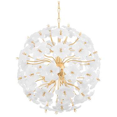 Corbett Hygea 33"W Gold Leaf and White Glass Pendant Light