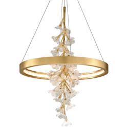 Corbett Jasmine 28" Wide Gold Leaf LED Floral Pendant Light