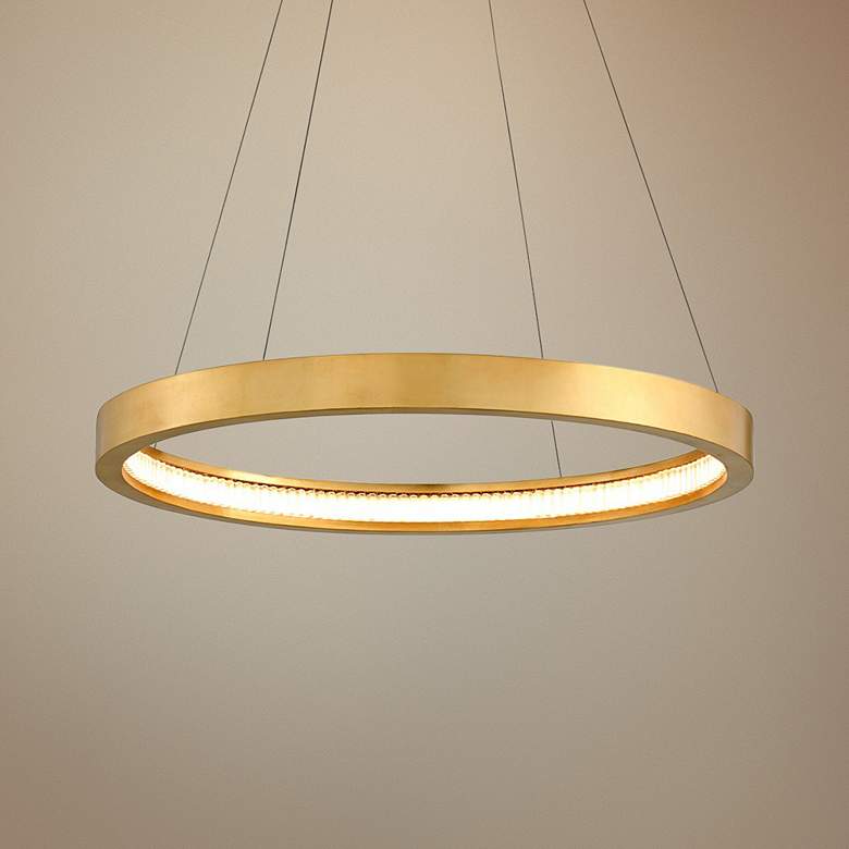 Image 1 Corbett Jasmine 28" Wide Gold Leaf LED Pendant Light