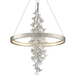 Corbett Jasmine 36&quot;W Silver Leaf LED Floral Pendant Light