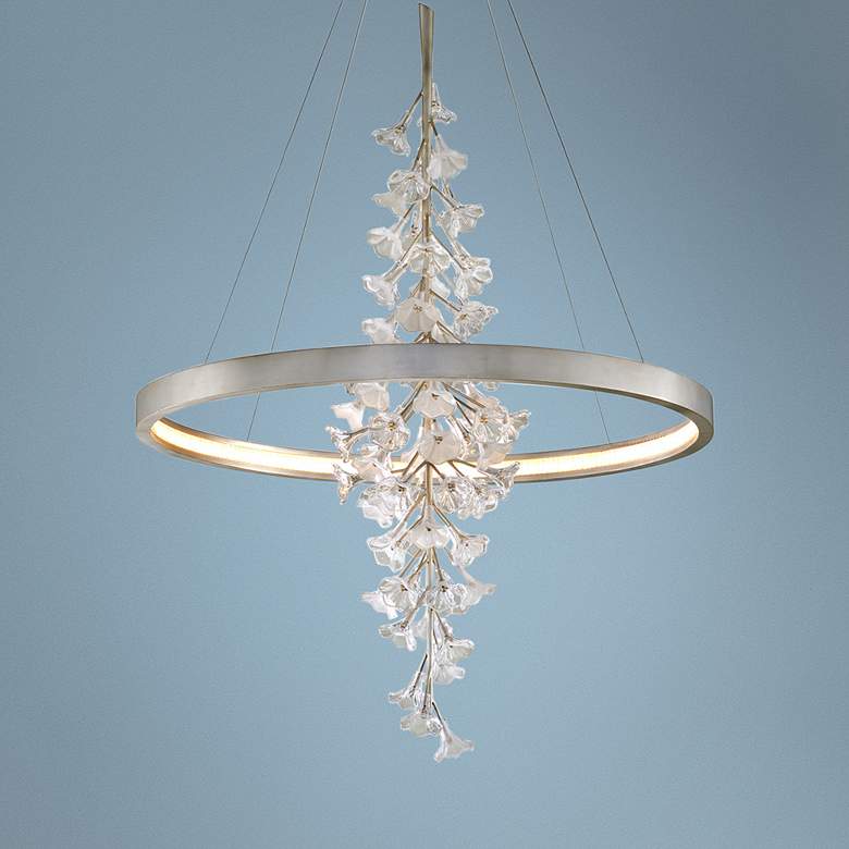 Image 1 Corbett Jasmine 44 inch Wide Silver Leaf LED Floral Pendant