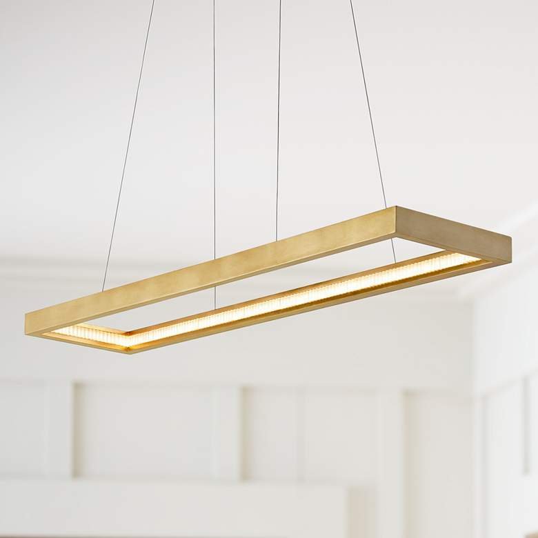 Image 1 Corbett Jasmine 60" Wide Gold Leaf LED Kitchen Island Light Pendant