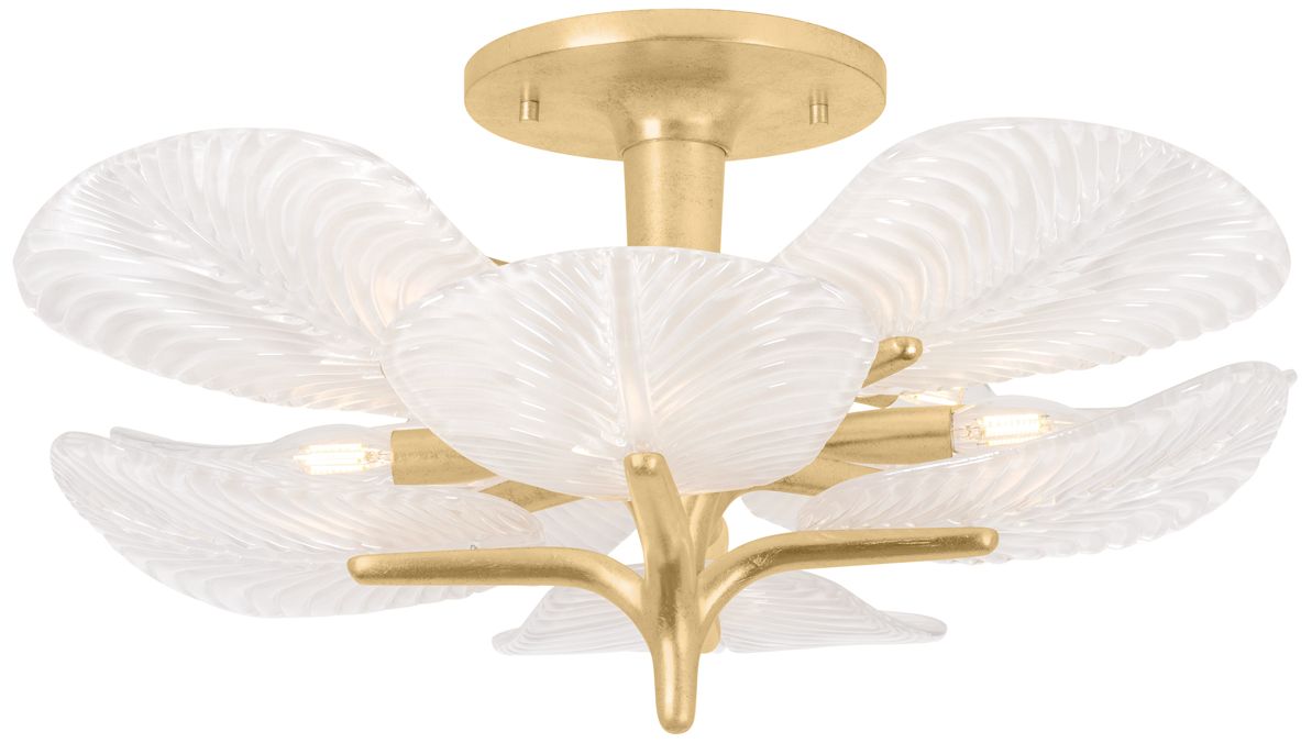 Image 2 Corbett Kamal Semi Flush 28.5 Inch In Vintage Gold Leaf more views