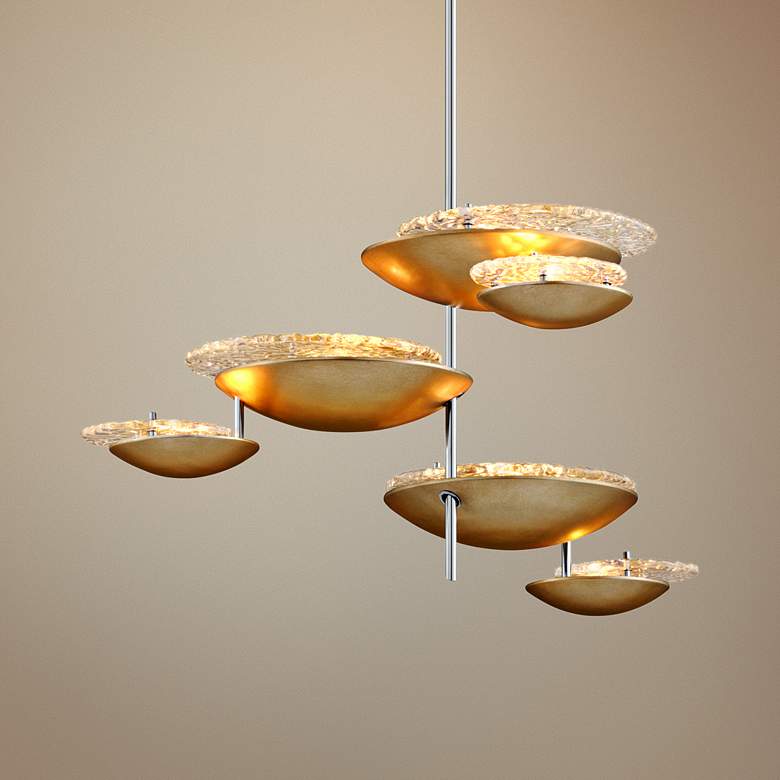 Image 1 Corbett Libra 30 1/4" Wide Silver Leaf 6-Light LED Pendant