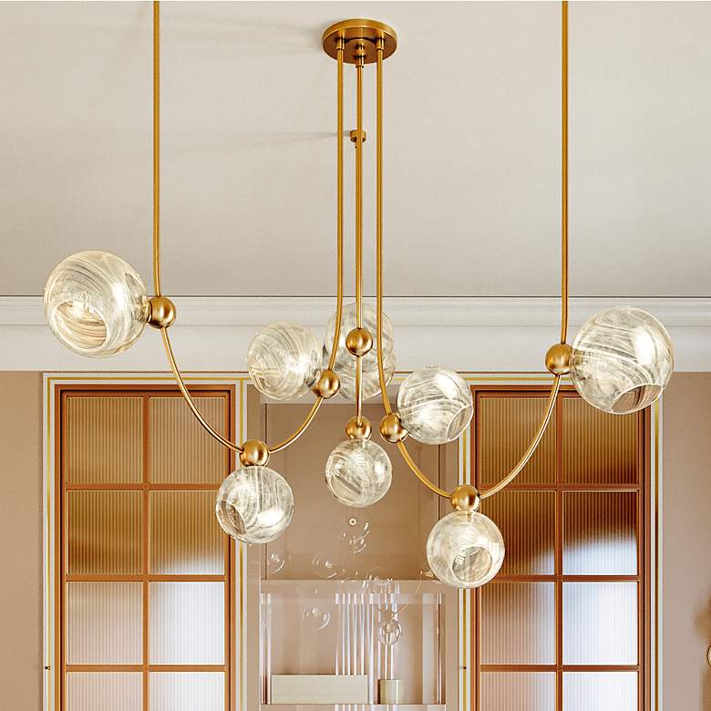 Image 1 Corbett Lighting Astraia 66.75" 9 Lt. Vintage Brass Chandelier