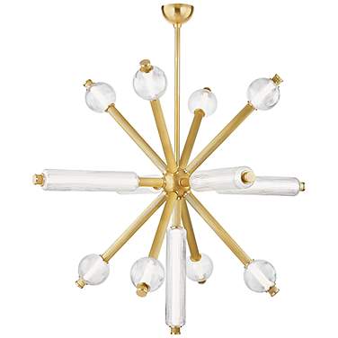 Corbett Lighting  Atom 50" 13 Lt. Vintage Brass Chandelier