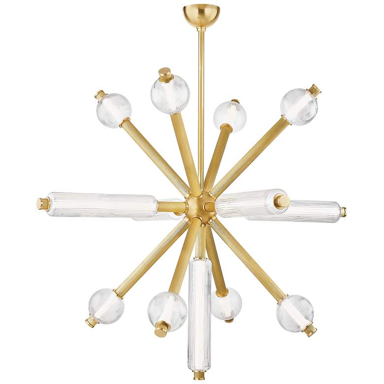 Image 1 Corbett Lighting Atom 50" 13 Lt. Vintage Brass Chandelier
