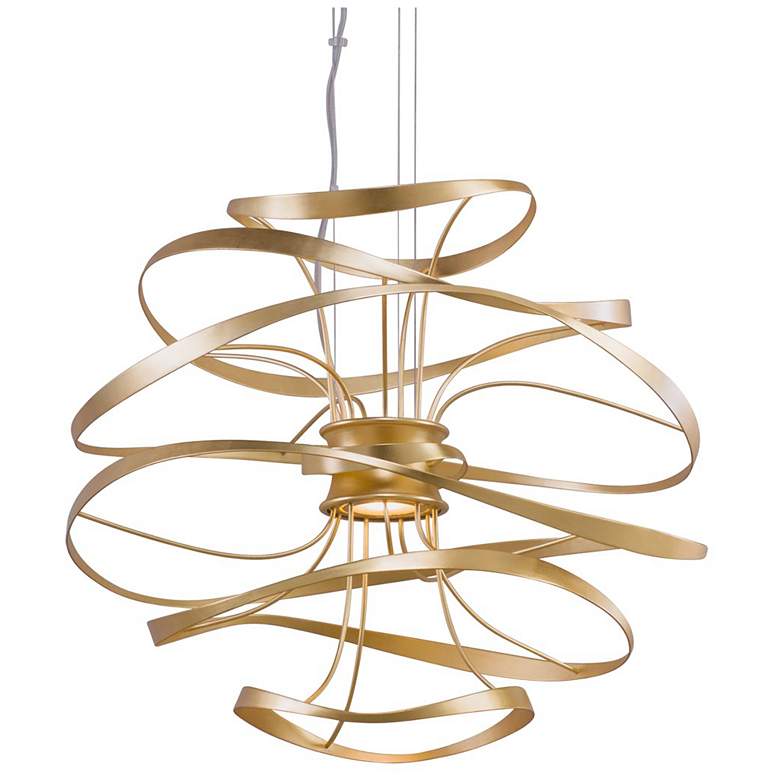 Image 1 Corbett Lighting Calligraphy 26" Wide Gold Leaf 2Lt Pendant