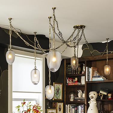 Corbett Lighting  Daith 61.25" 6 Lt. Vintage Brass Chandelier