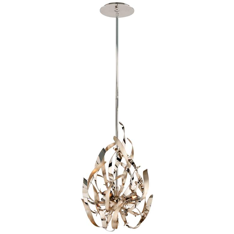 Image 1 Corbett Lighting Graffiti 3Lt Mini Pendant Silver Leaf