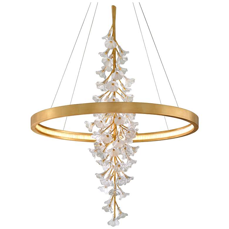 Image 2 Corbett Lighting Jasmine 36" Wide LED Gold Leaf Flower Ring Chandelier
