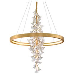 Corbett Lighting Jasmine 36" Wide LED Gold Leaf Flower Ring Chandelier
