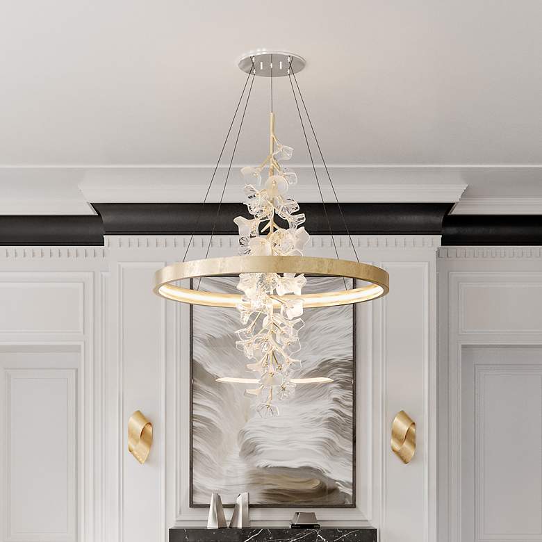 Image 1 Corbett Lighting Jasmine 36" Wide LED Gold Leaf Flower Ring Chandelier