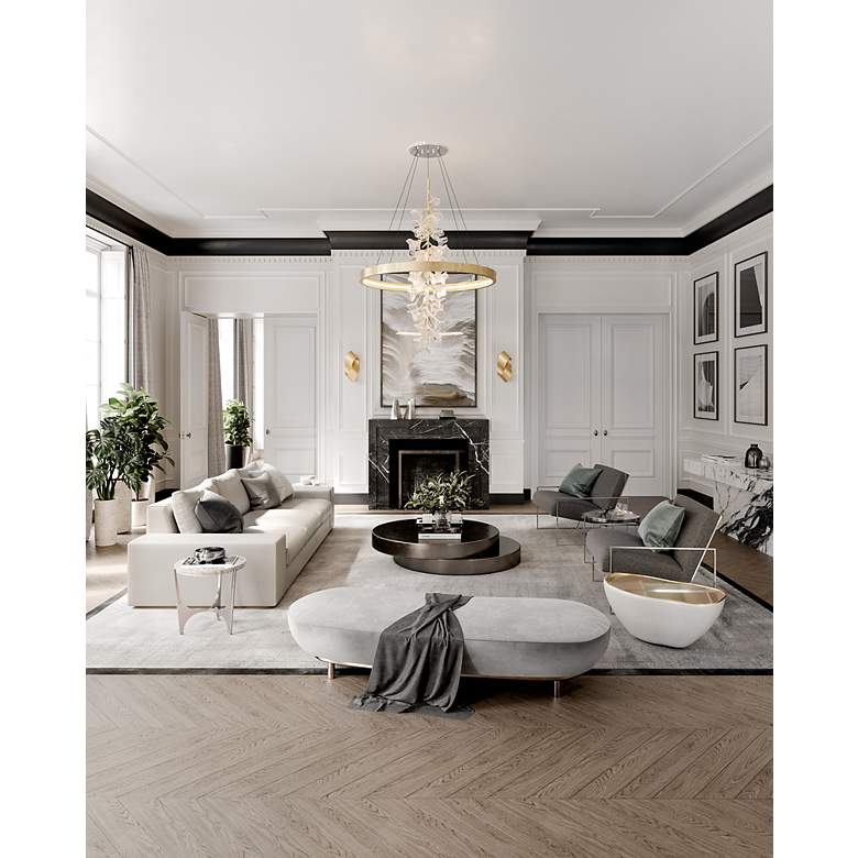 Image 3 Corbett Lighting Jasmine 36" Wide LED Gold Leaf Flower Ring Chandelier more views