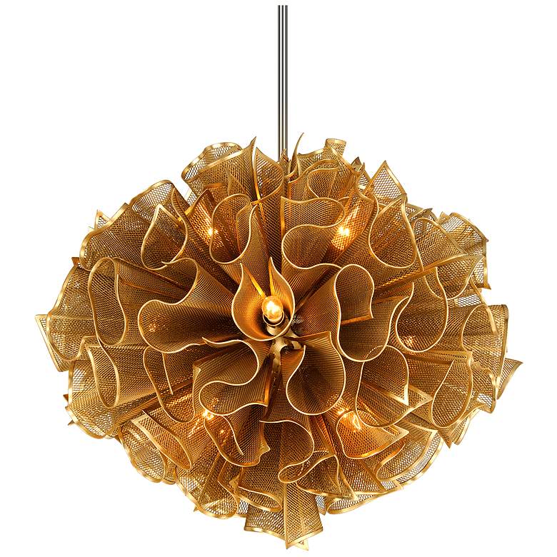 Image 1 Corbett Lighting Pulse 30.5 Inch 12 LIght Pendant Gold Leaf