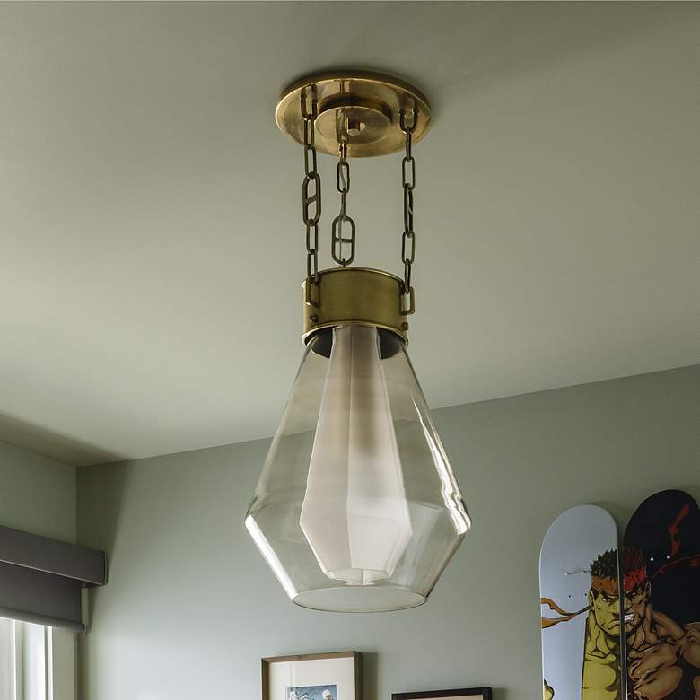 Image 1 Corbett Lighting Tragus 14" 1 Lt. Vintage Brass Pendant
