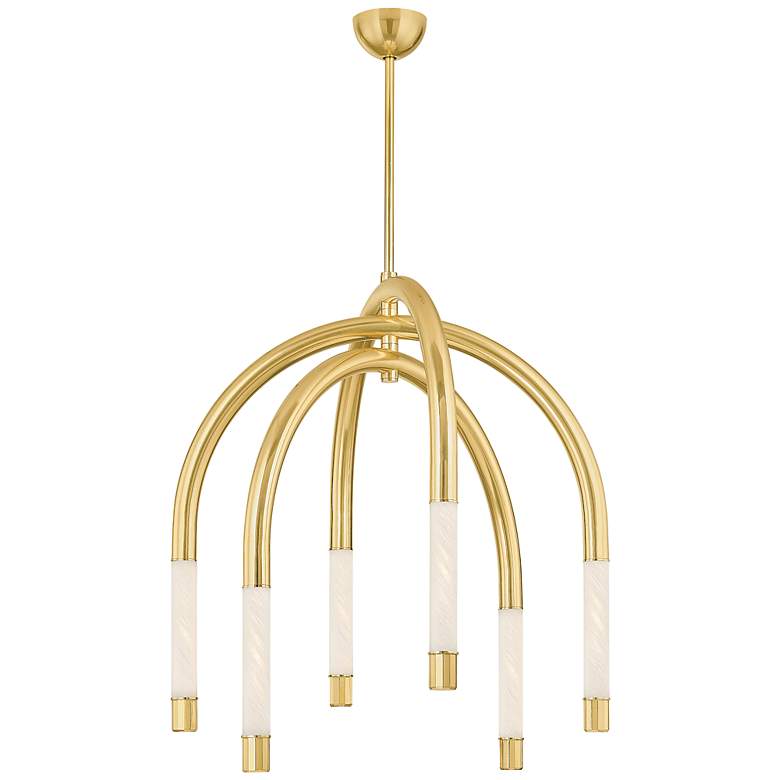 Image 1 Corbett Lighting Zeme 33.75" 6 Lt. Vintage Polished Brass Chandelier