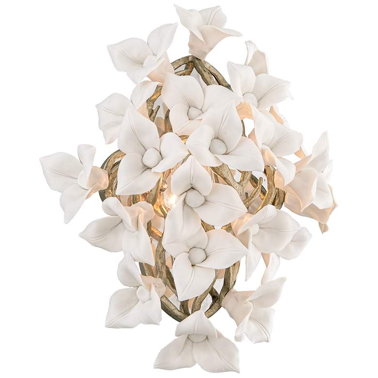 Image 1 Corbett Lily 16" High Enchanted Silver Leaf Wall Sconce