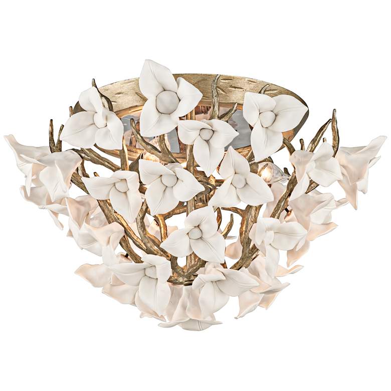 Image 1 Corbett Lily 18 1/4 inch Wide Silver Leaf Ceiling Light