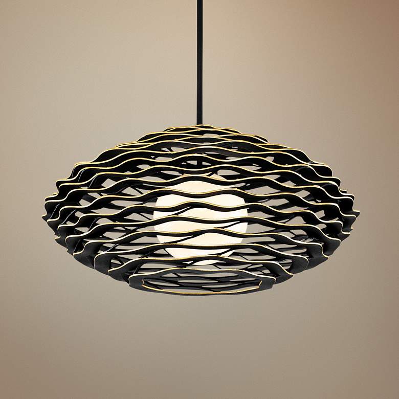 Image 1 Corbett Luma 40" Wide Textured Black Pendant Light
