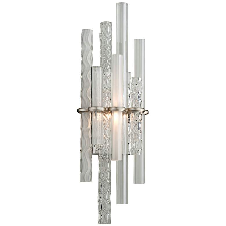 Image 1 Corbett Manhattan 27 inch High Satin Silver Leaf LED Wall Sconce