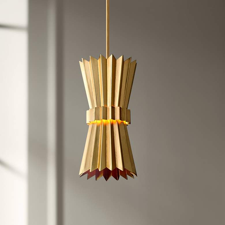 Image 1 Corbett Moxy 8" Wide Gold Leaf Mini Pendant Light