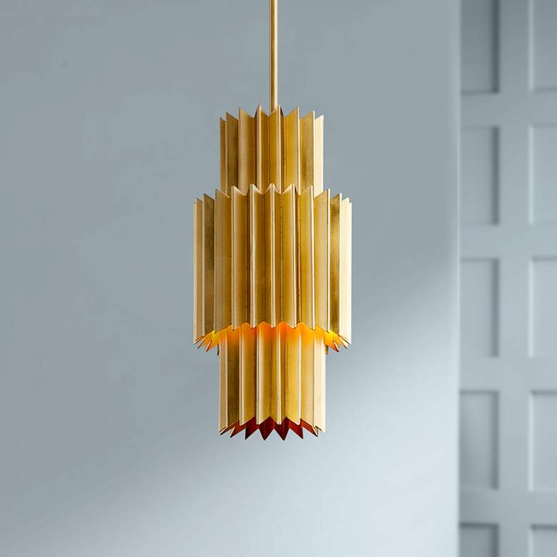 Image 1 Corbett Moxy 9 1/2" Wide Gold Leaf Mini Pendant Light