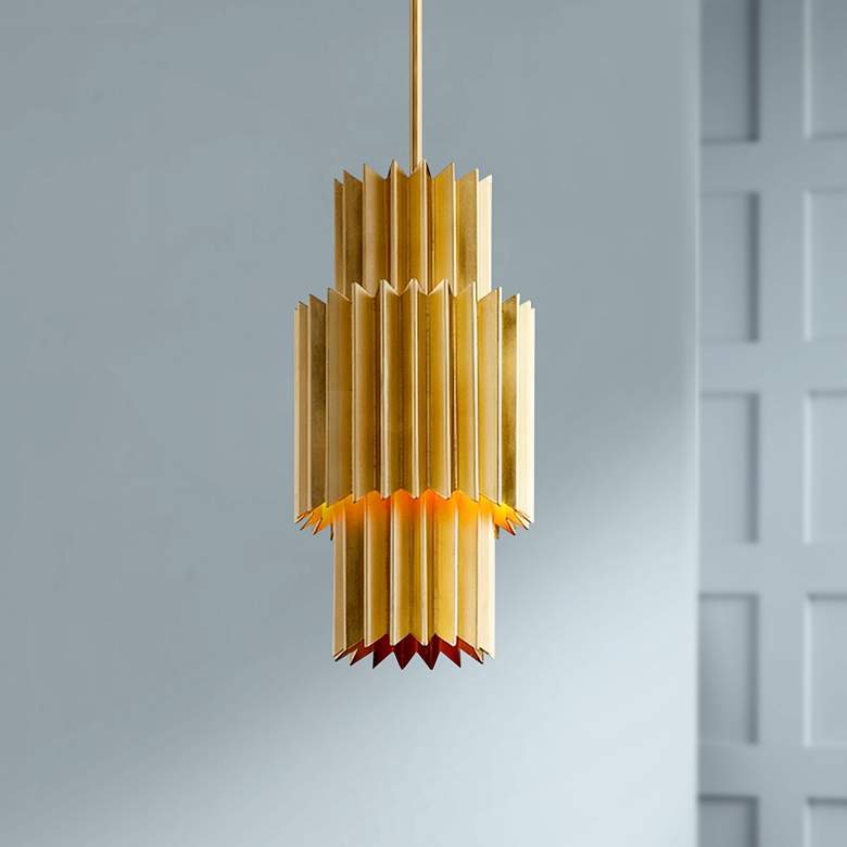 Image 1 Corbett Moxy 9 1/2 inch Wide Gold Leaf Mini Pendant Light