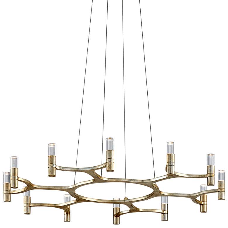 Image 2 Corbett Nexus 38 inch Wide Silver Leaf 12-Light LED Chandelier