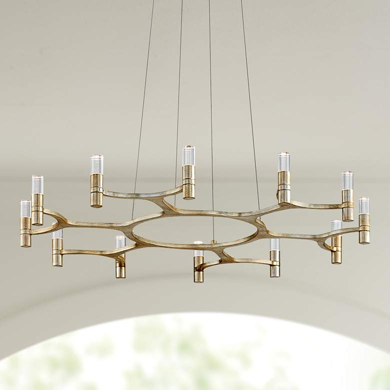 Image 1 Corbett Nexus 38" Wide Silver Leaf 12-Light LED Chandelier