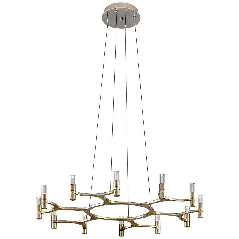 Image 5 Corbett Nexus 38 inch Wide Silver Leaf 12-Light LED Chandelier more views