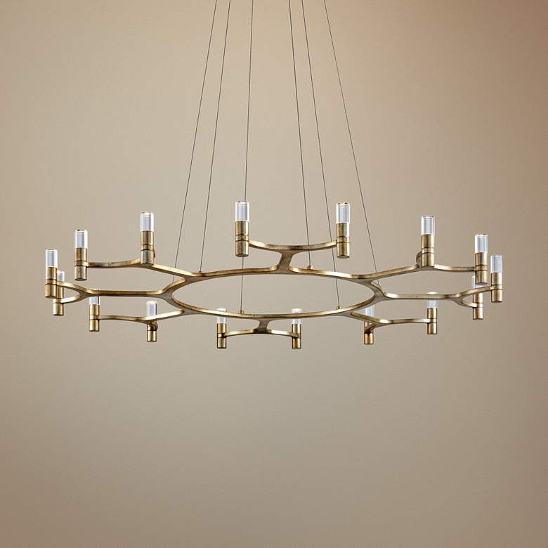 Image 1 Corbett Nexus 50" Wide Silver Leaf 16-Light LED Chandelier