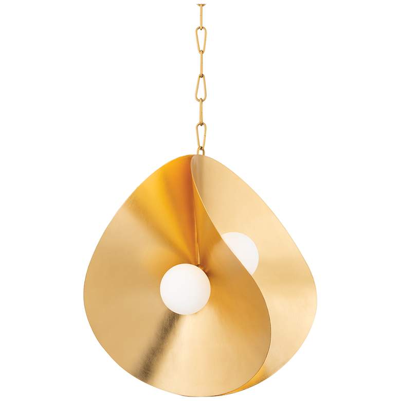 Image 1 Corbett Peony 23 1/2" Wide Gold Leaf 4-Light Pendant