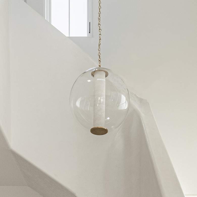 Image 1 Corbett Pietra 20" Wide Vintage Brass LED Pendant Light