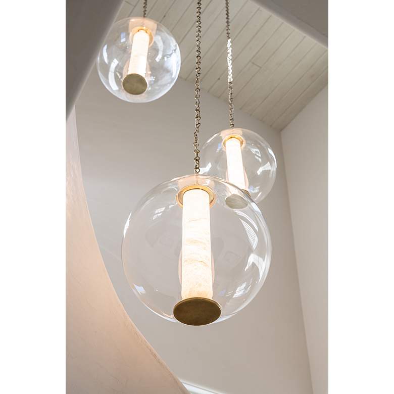 Image 5 Corbett Pietra 20" Wide Vintage Brass LED Pendant Light more views
