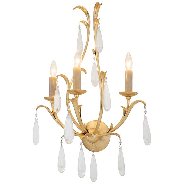 Image 2 Corbett Prosecco 29 3/4 inch High Gold Leaf 3-Light Wall Sconce