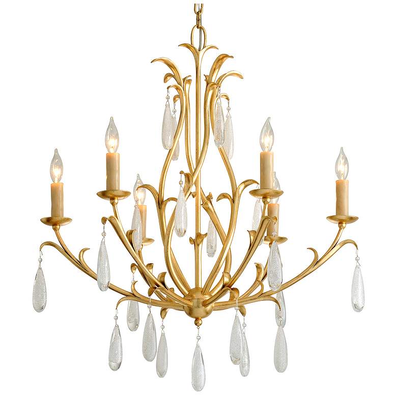 Image 1 Corbett Prosecco 30" Wide Gold Leaf 6-Light Chandelier