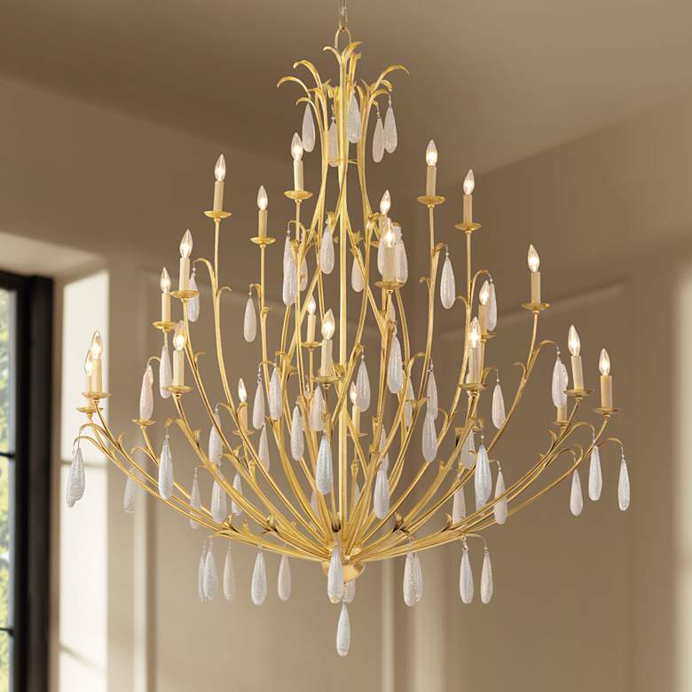 Image 1 Corbett Prosecco 60 inch Wide Gold Leaf 24-Light Chandelier