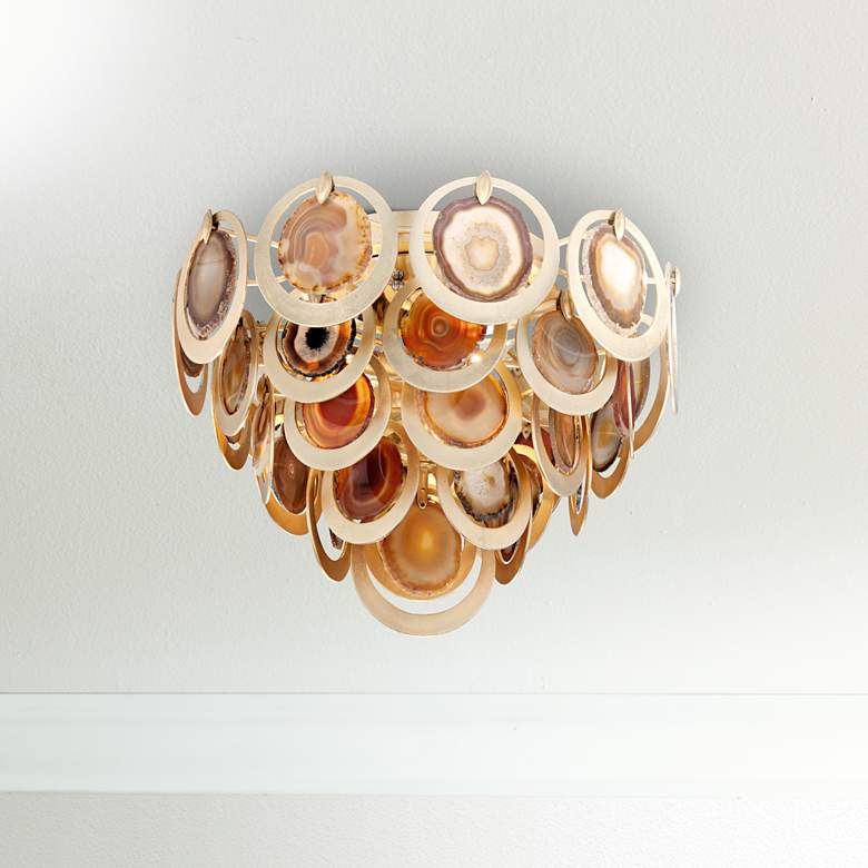 Image 1 Corbett Rockstar 19 1/4" Wide Gold and Agate Ceiling Light