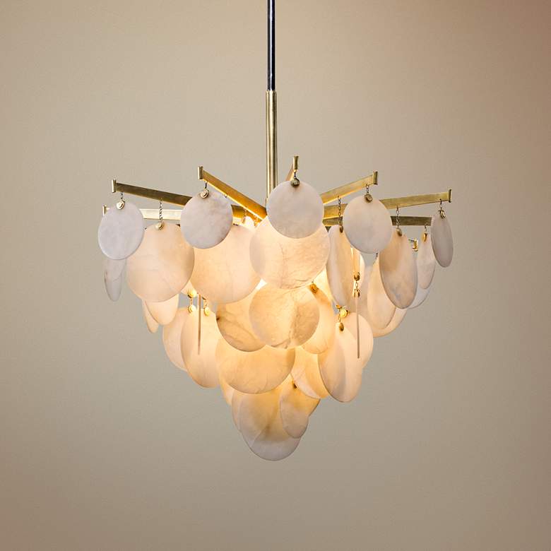 Image 1 Corbett Serenity 34 inch Wide Gold Leaf LED Chandelier